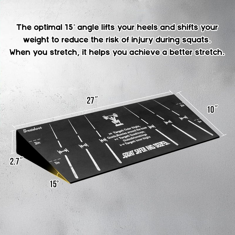 Greatshoot Squat Wedge Block, Professional One-Piece Heel Elevated Slant Board for All-Position Squats, Knees Over Toes, Weightlifting, Calf Stretches ect.. Home and Gym Equipment. - Image 3